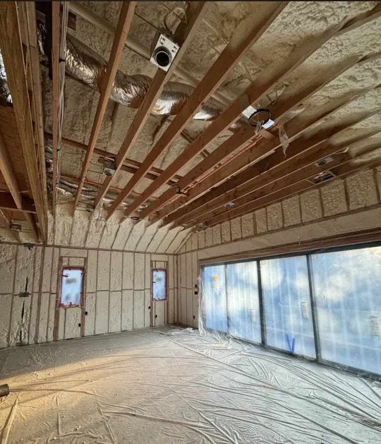 Interior walls and ceiling insulated with spray foam during new construction in Citrus Park